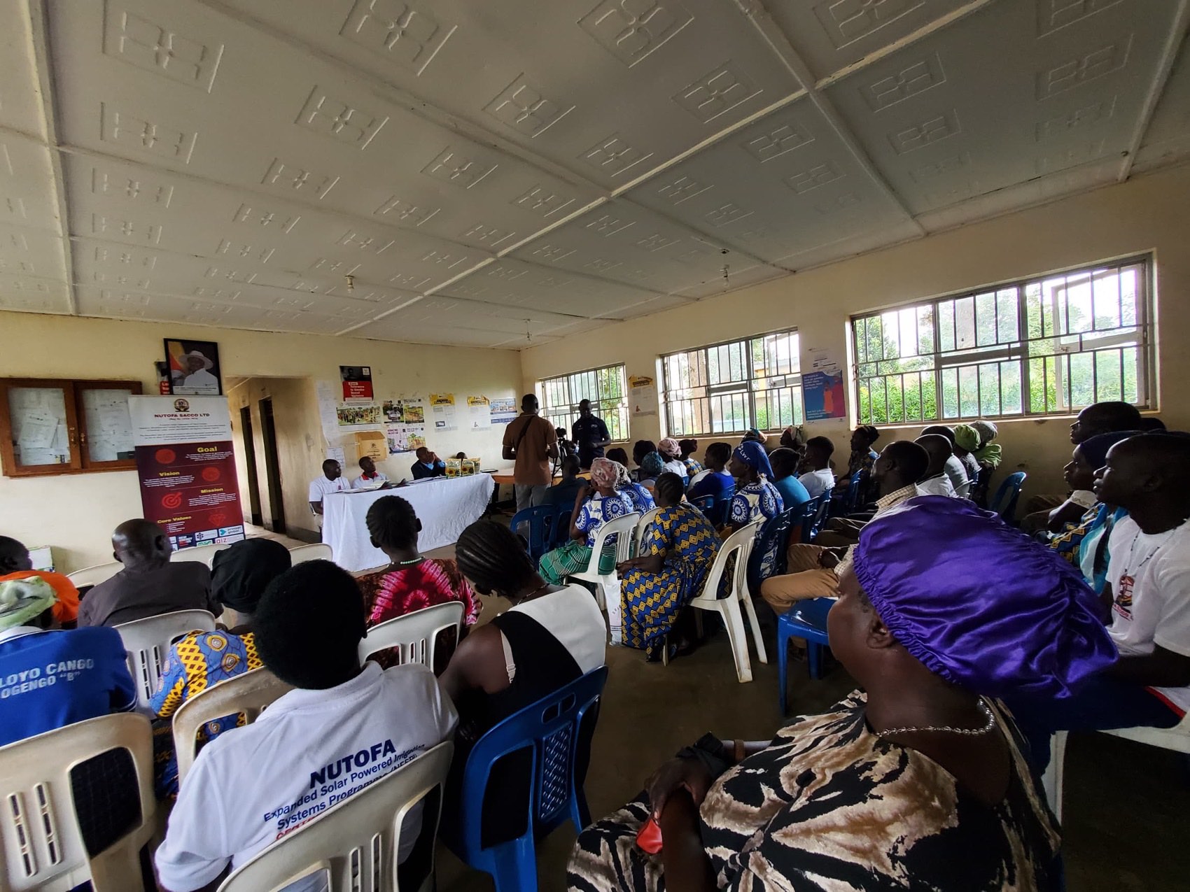 A full hall at one of the two Nwoya meetings